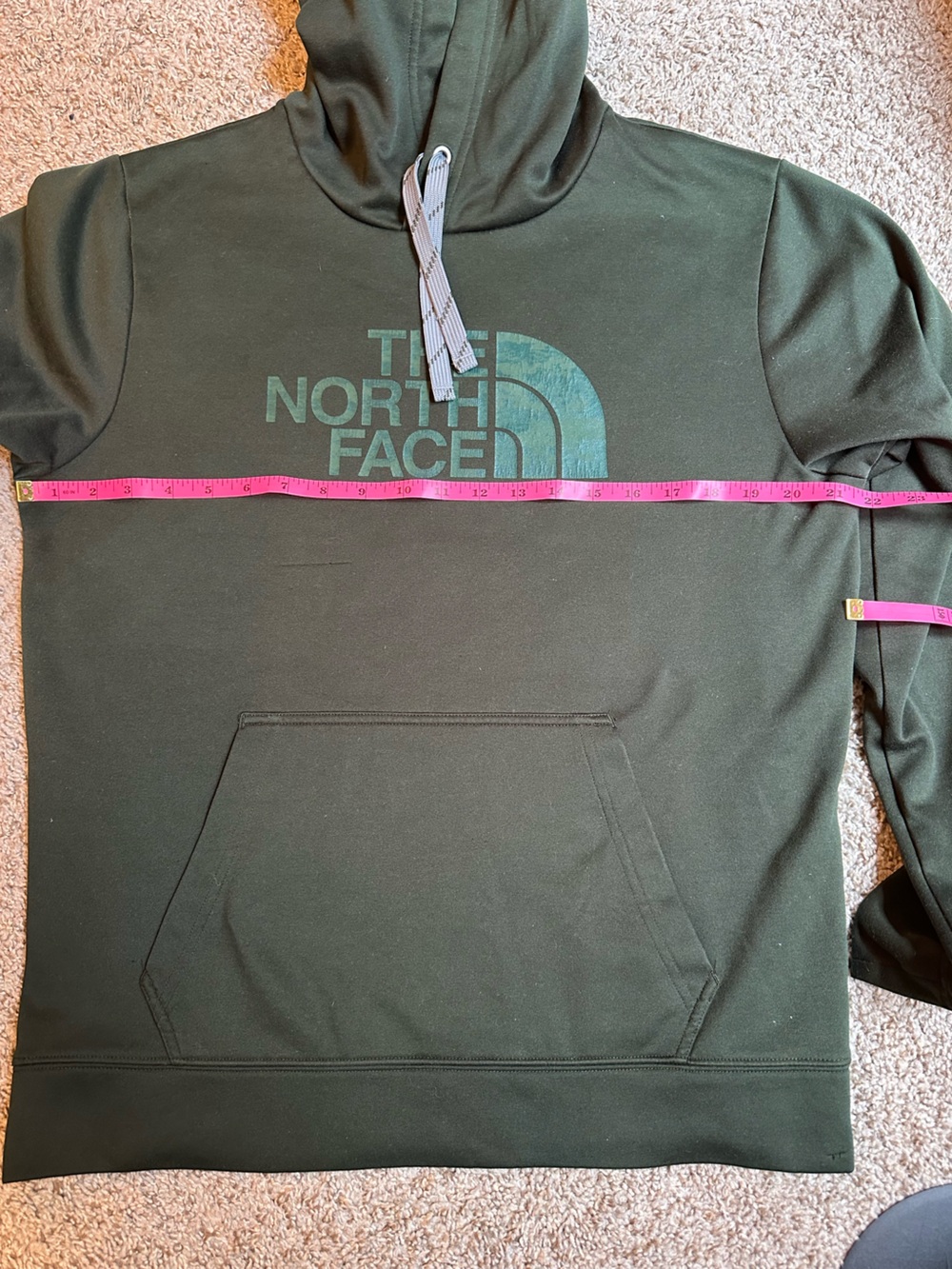 The North Face Men’s Medium Olive Green Pullover Hoodie Logo Sweatshirt